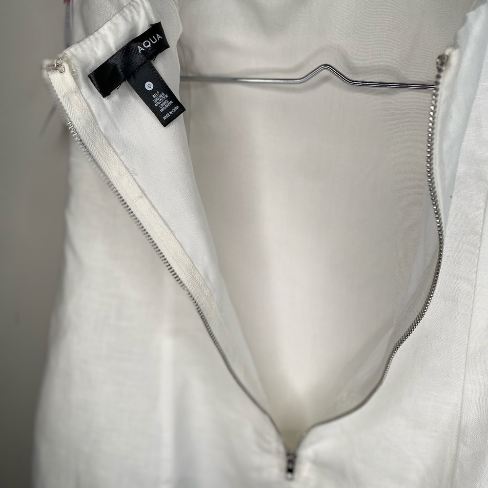 NWT AQUA Bloomingdale’s White Linen Square Neck Dress - Picture 6 of 7